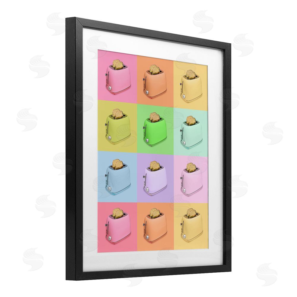 LISH Creative Golden Disco Toaster Collage Black Framed Print Under Glass Wall Art