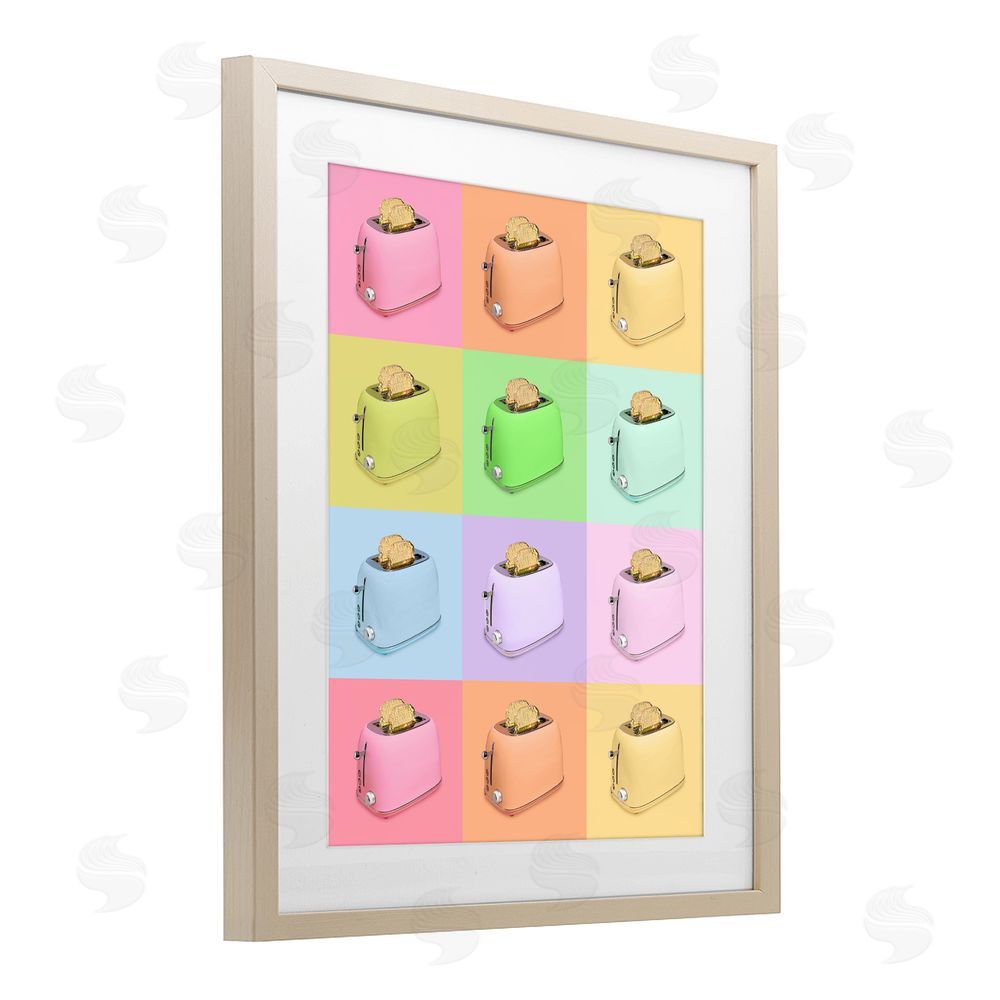 LISH Creative Golden Disco Toaster Collage Brown Framed Print Under Glass Wall Art