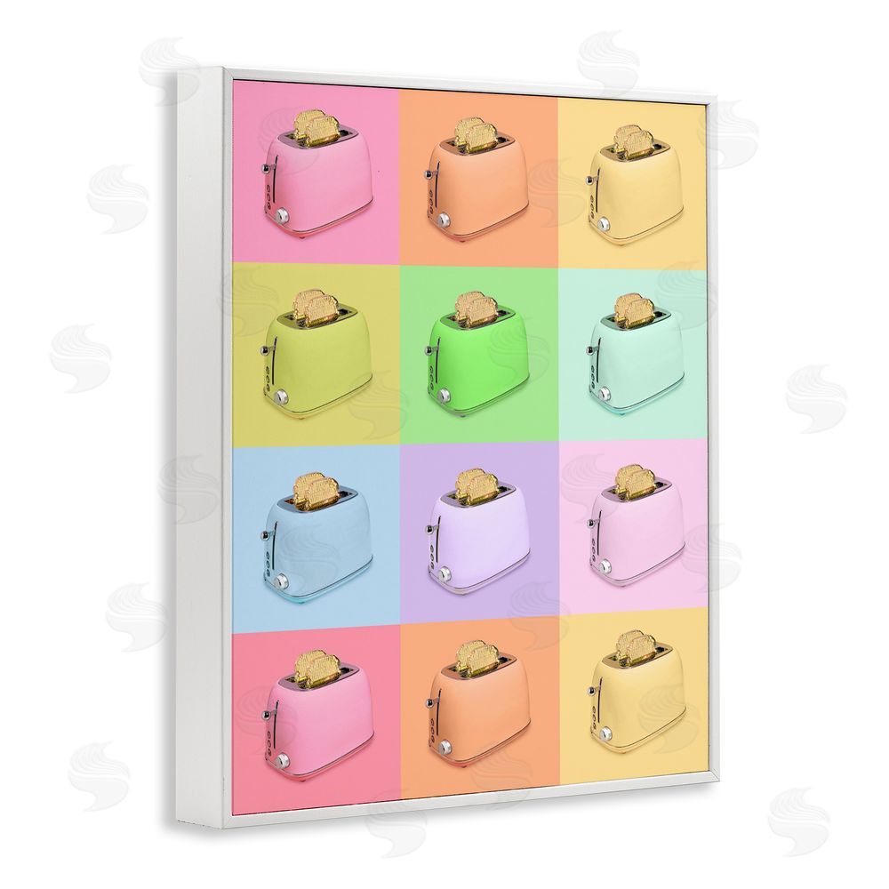 LISH Creative Golden Disco Toaster Collage White Framed Giclee Wall Art