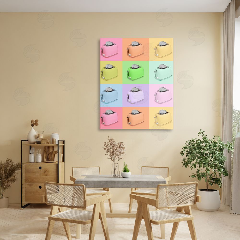 LISH Creative Disco Toaster Oven Collage Stretched Canvas Wall Art in Room