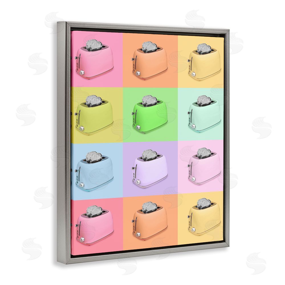 LISH Creative Disco Toaster Oven Collage Gray Floating Frame Canvas Wall Art Print