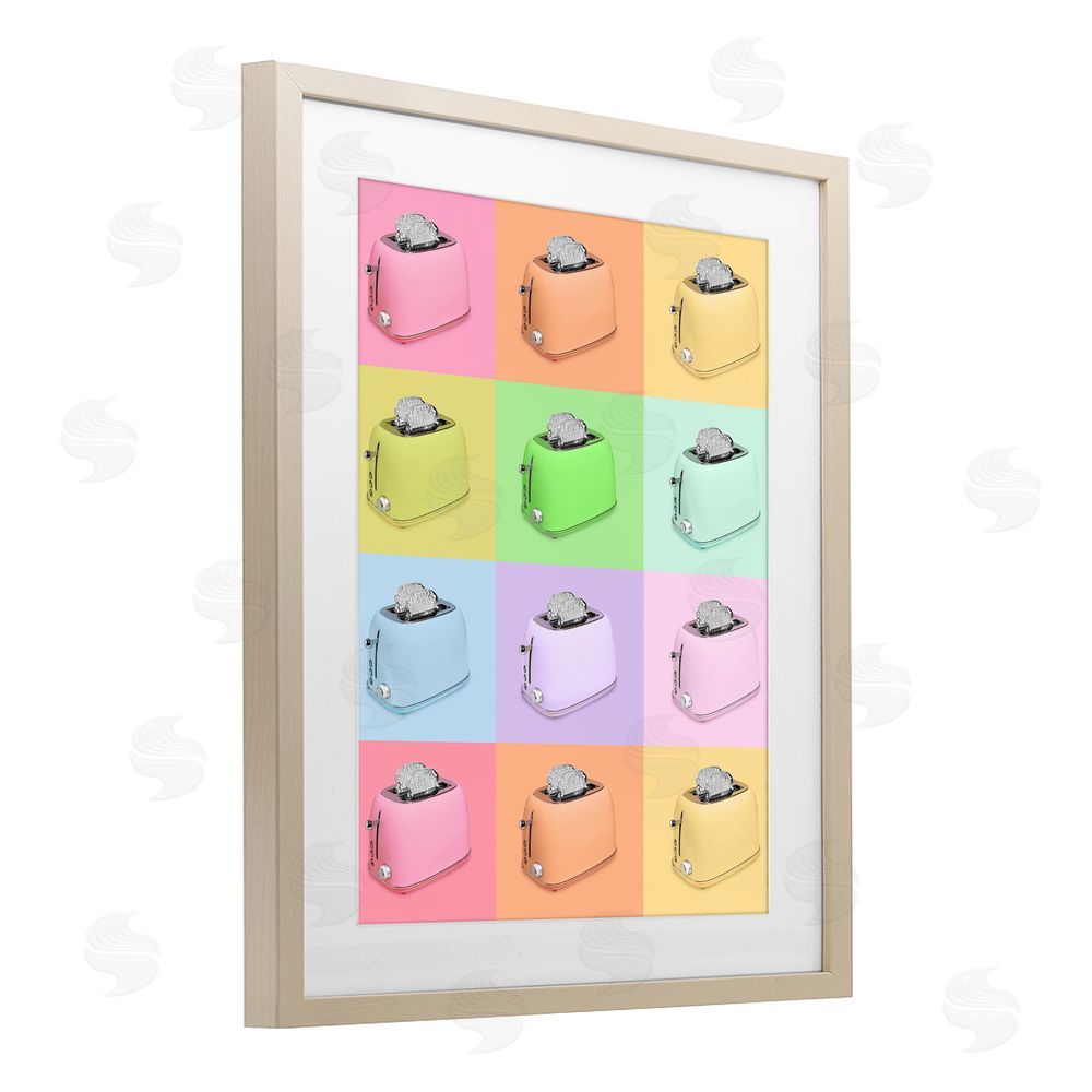 LISH Creative Disco Toaster Oven Collage Brown Framed Print Under Glass Wall Art