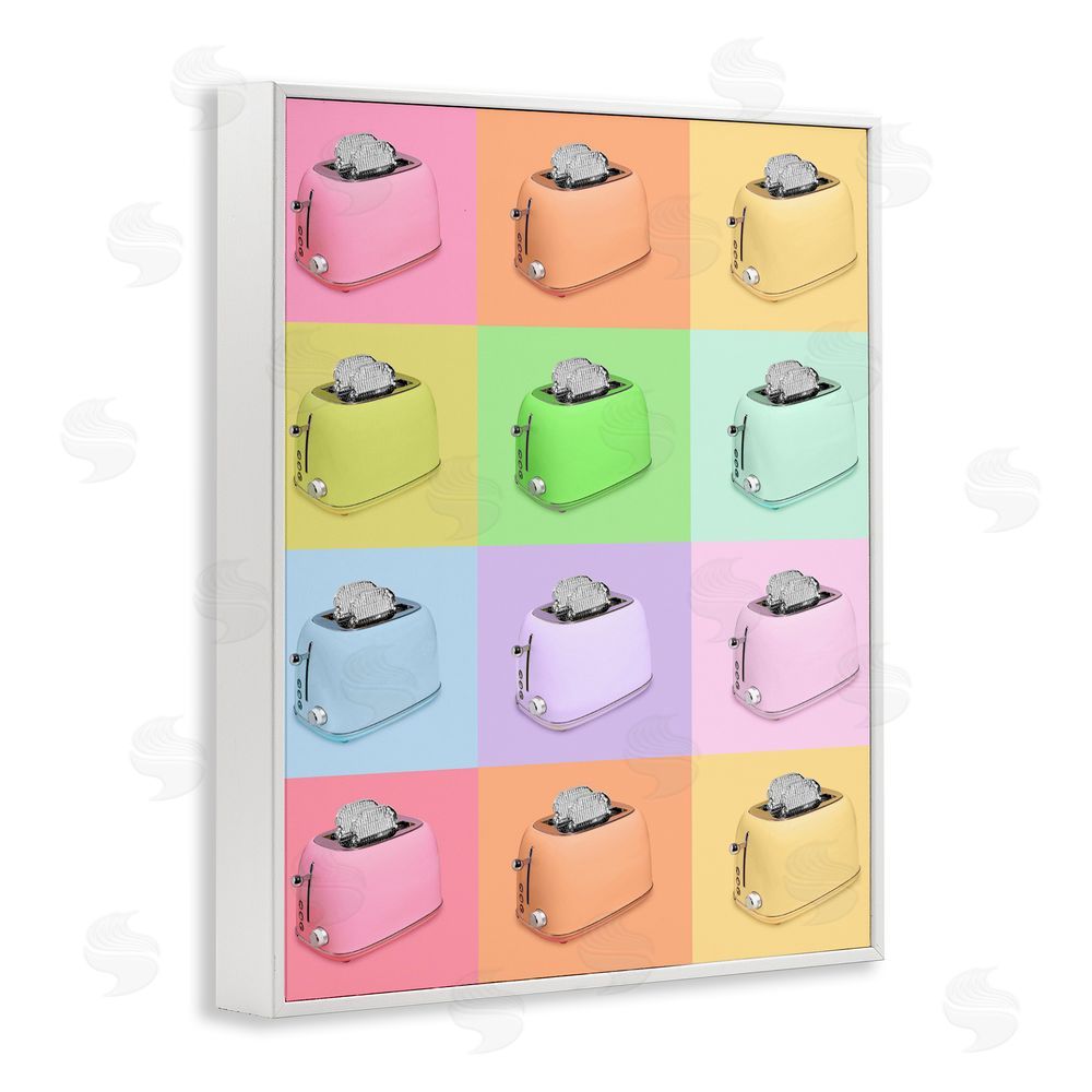LISH Creative Disco Toaster Oven Collage White Framed Giclee Wall Art Print