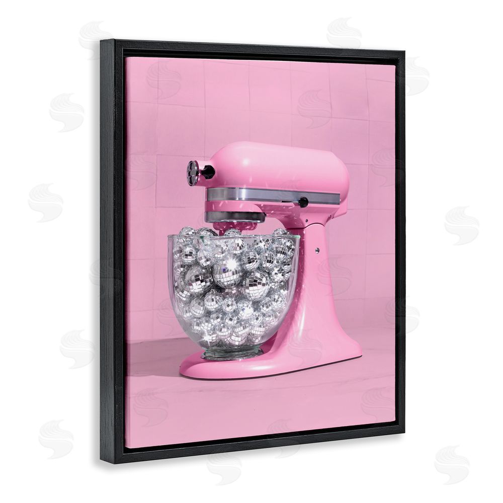 LISH Creative Disco Kitchen Mixer over Pink Black Floating Frame Canvas Wall Art Print