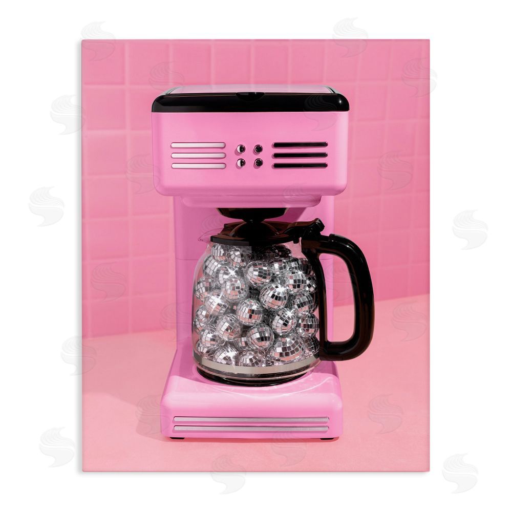 LISH Creative Disco Coffee Over Pink Stretched Canvas Wall Art