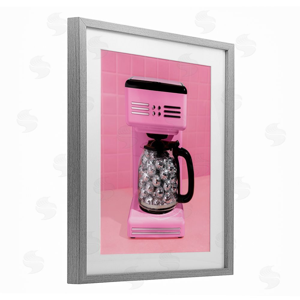 LISH Creative Disco Coffee Over Pink Gray Framed Print Under Glass Wall Art