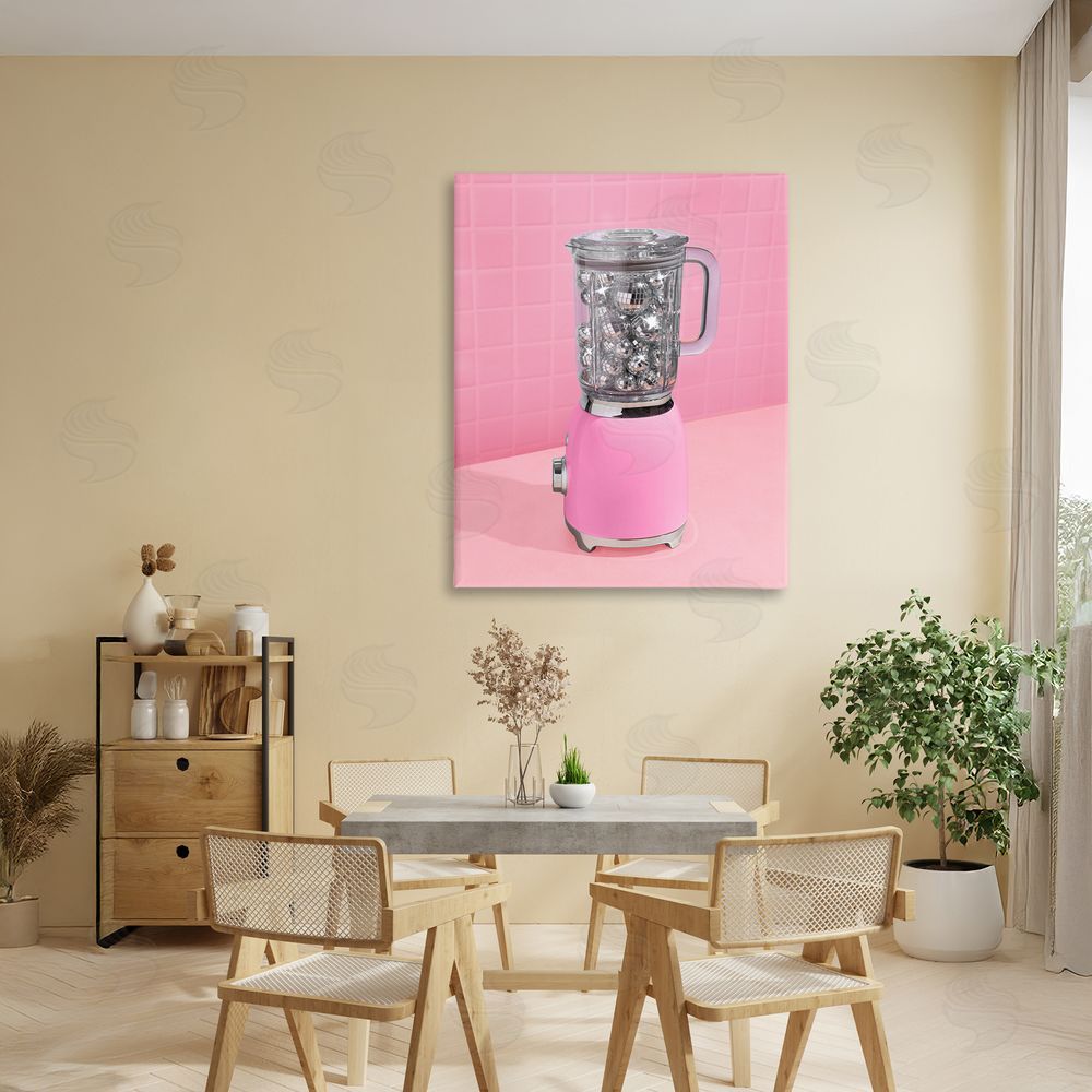 LISH Creative Disco Drink Blender over Pink Stretched Canvas Wall Art in Room