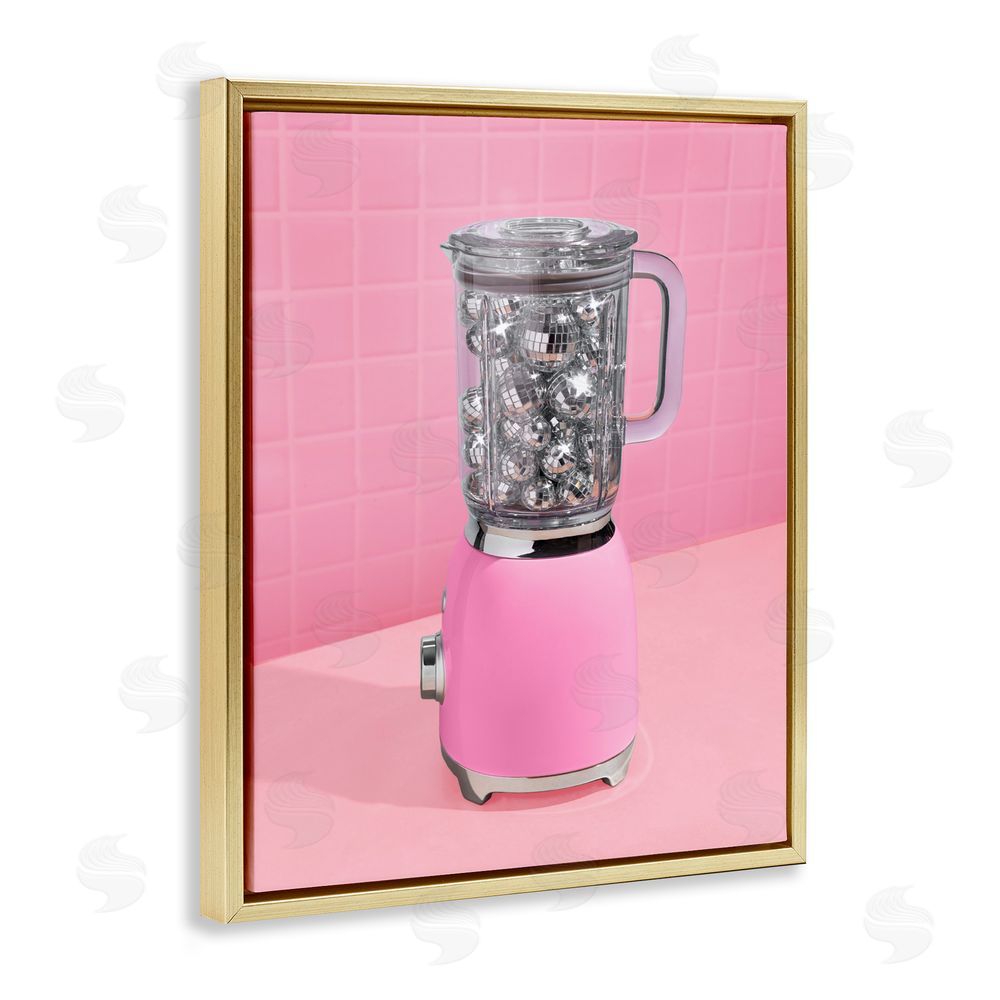 LISH Creative Disco Drink Blender over Pink Gold Floating Frame Canvas Wall Art Print