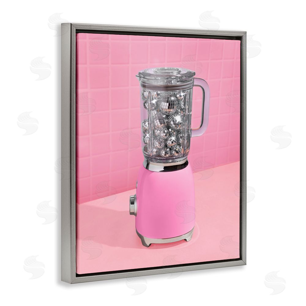 LISH Creative Disco Drink Blender over Pink Gray Floating Frame Canvas Wall Art Print