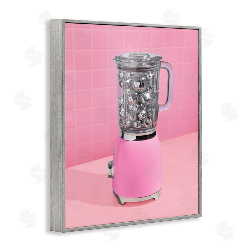 LISH Creative Disco Drink Blender over Pink Gray Framed Giclee Wall Art Print