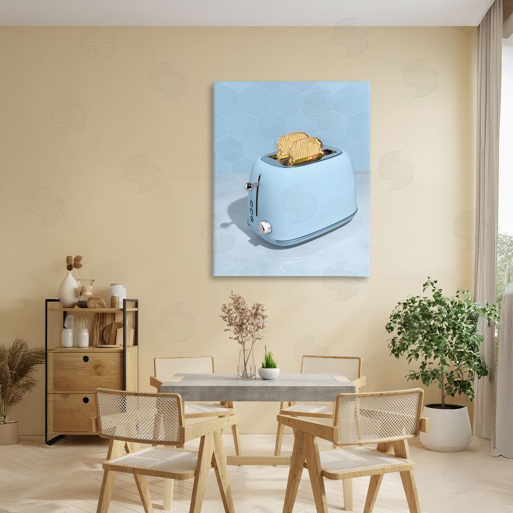 LISH Creative Golden Disco Toaster Over Stretched Canvas Wall Art in Room