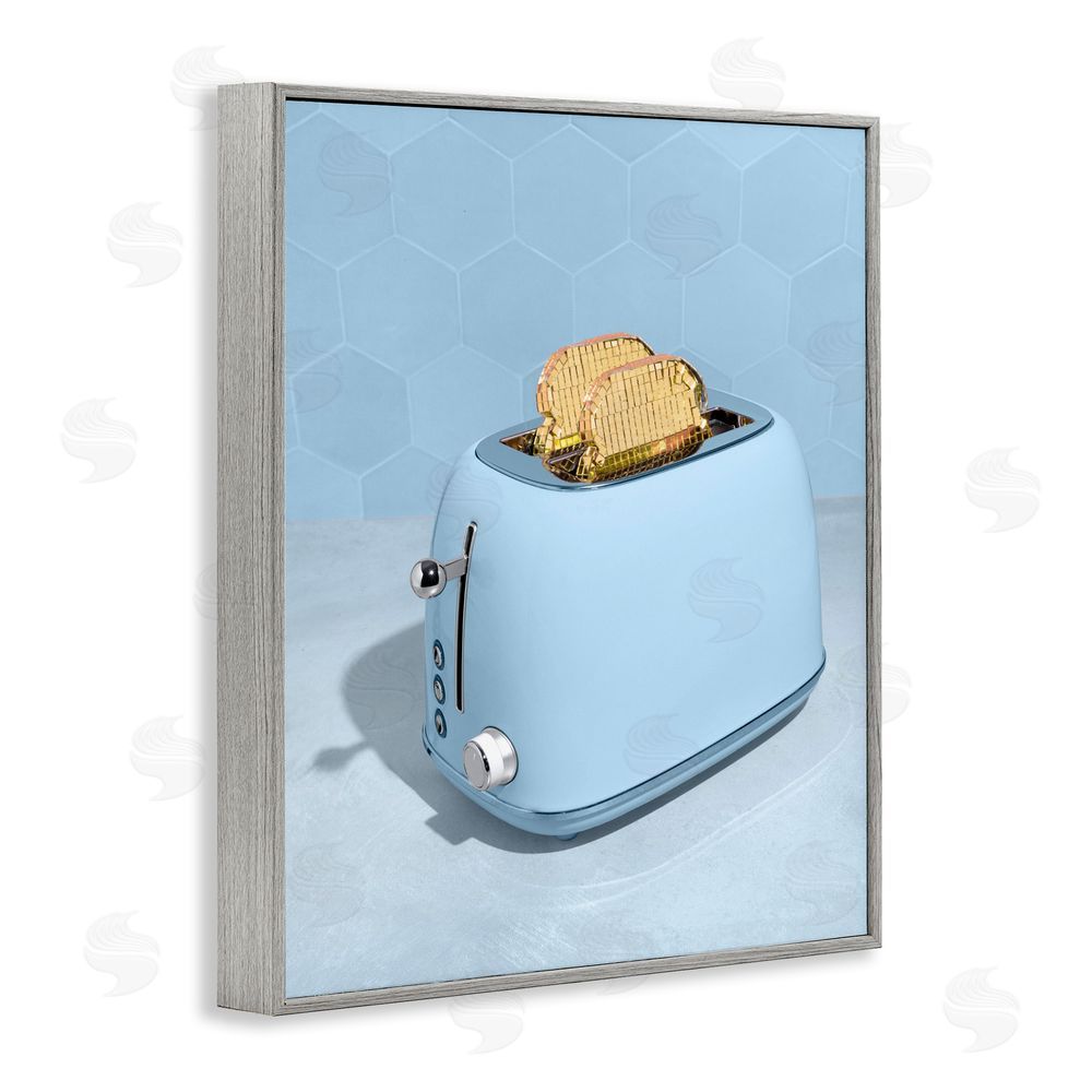 LISH Creative Golden Disco Toaster Over Gray Framed Giclee Wall Art