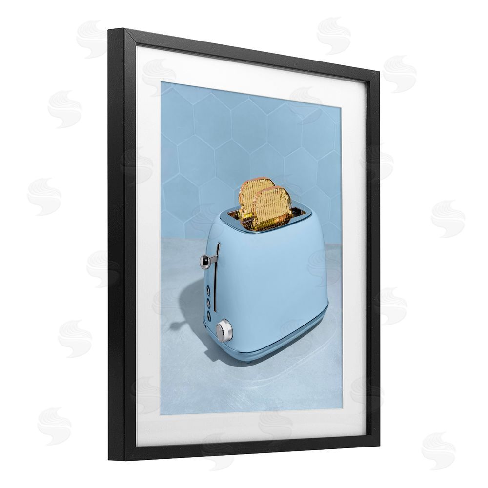 LISH Creative Golden Disco Toaster Over Black Framed Print Under Glass Wall Art