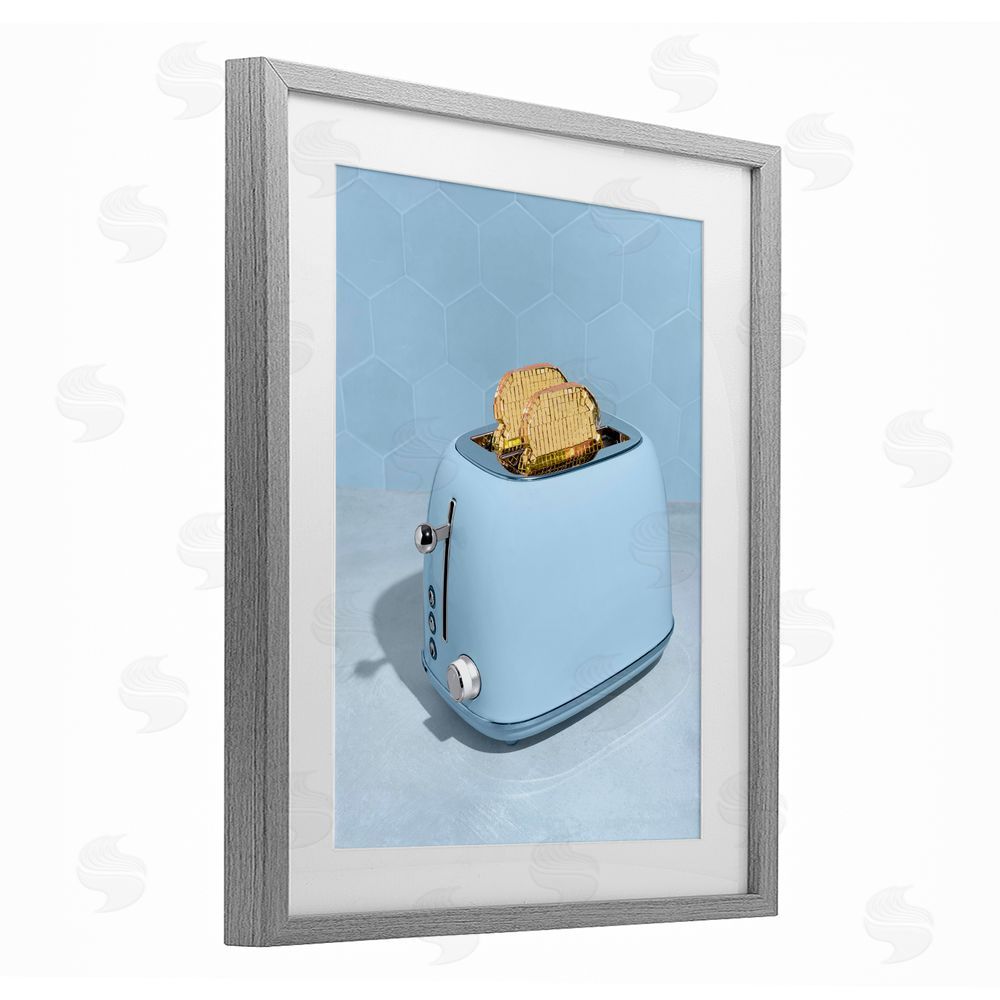 LISH Creative Golden Disco Toaster Over Gray Framed Print Under Glass Wall Art