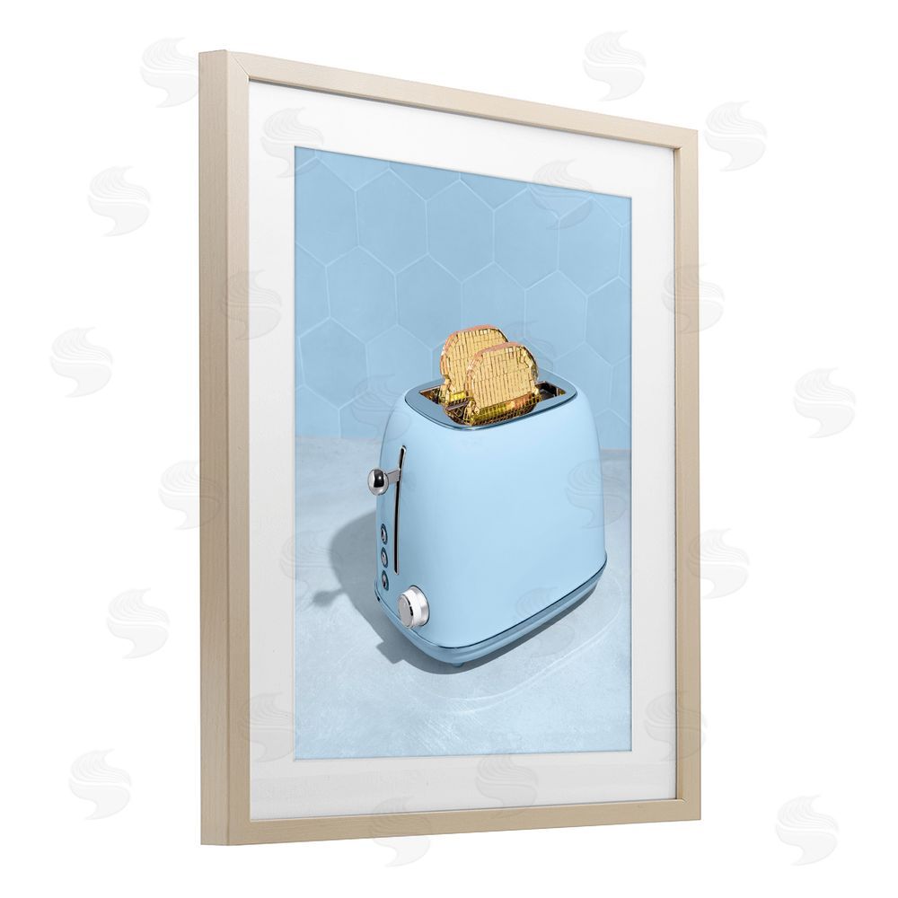LISH Creative Golden Disco Toaster Over Brown Framed Print Under Glass Wall Art