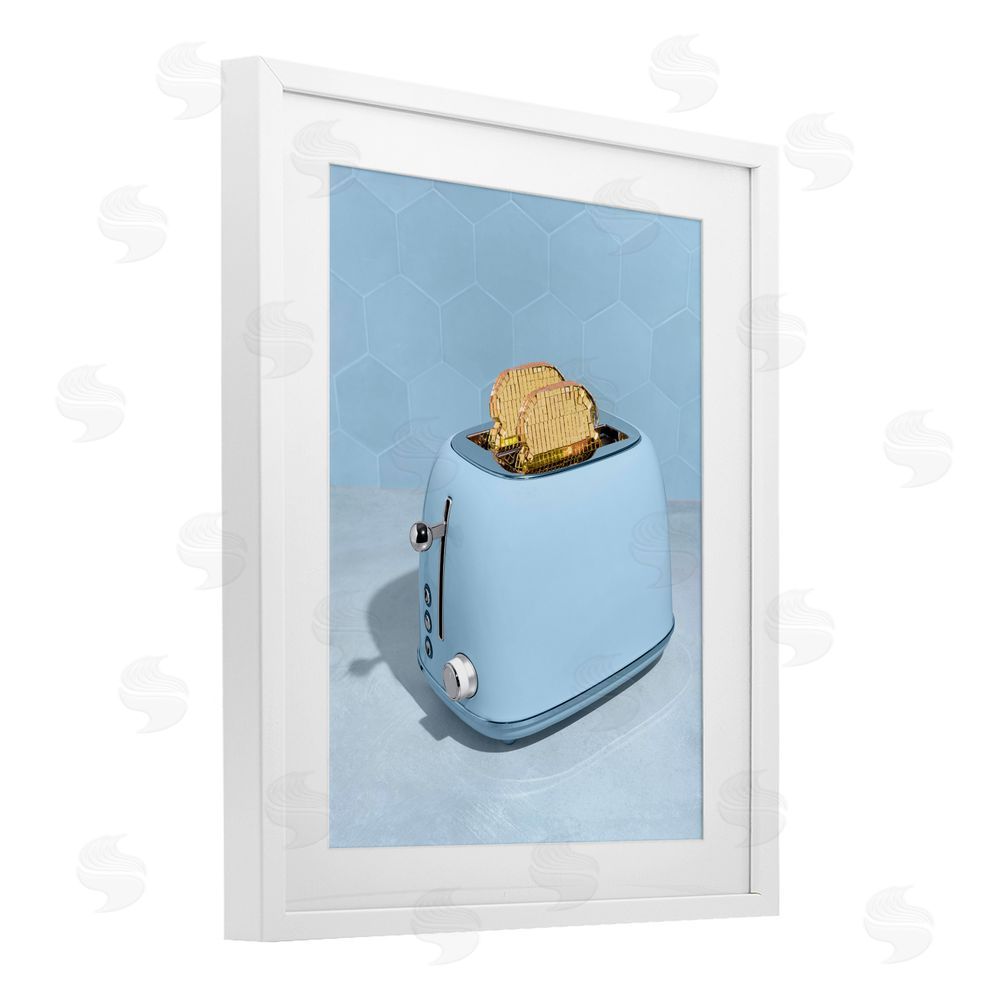 LISH Creative Golden Disco Toaster Over White Framed Print Under Glass Wall Art