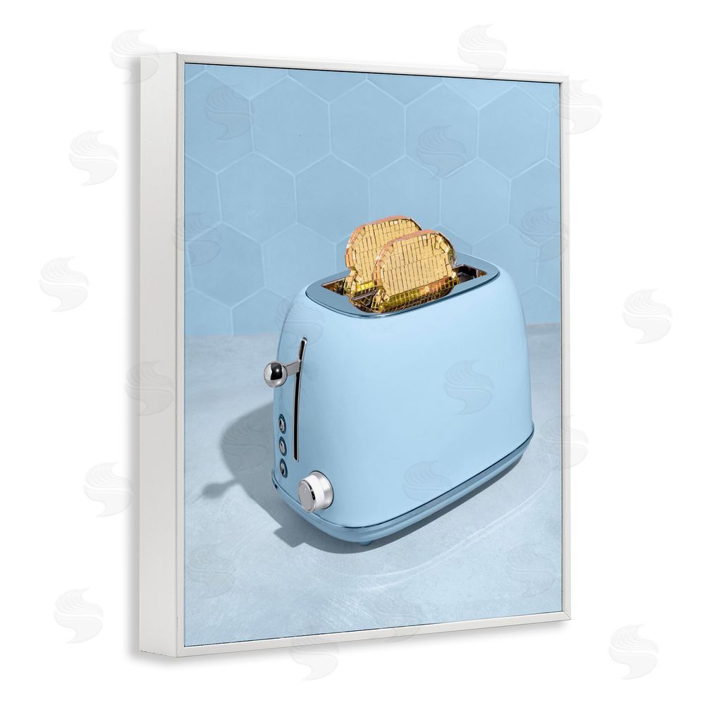 LISH Creative Golden Disco Toaster Over White Framed Giclee Wall Art