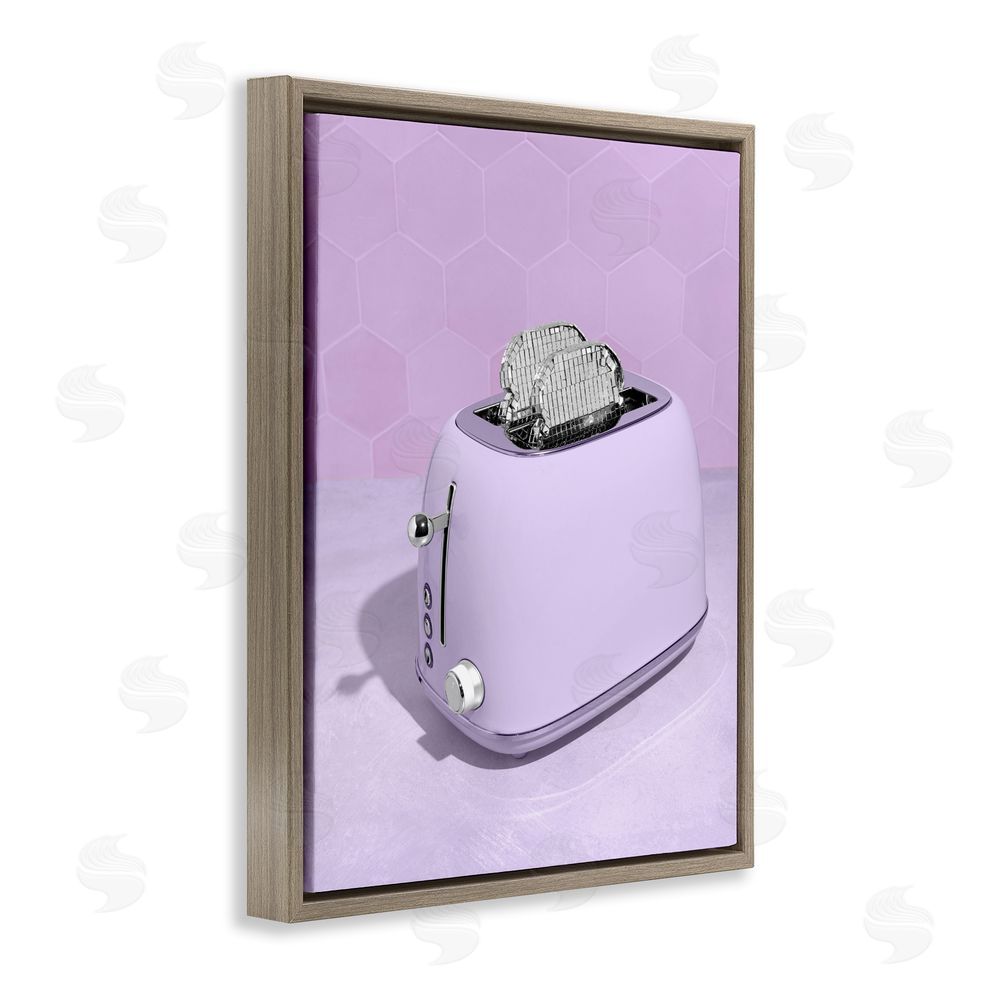 LISH Creative Disco Toast over Purple Brown Floating Frame Canvas Wall Art Print