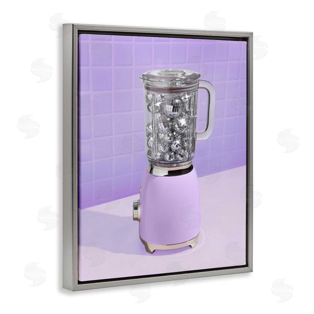 LISH Creative Disco Drink Blender over Purple Gray Floating Frame Canvas Wall Art Print