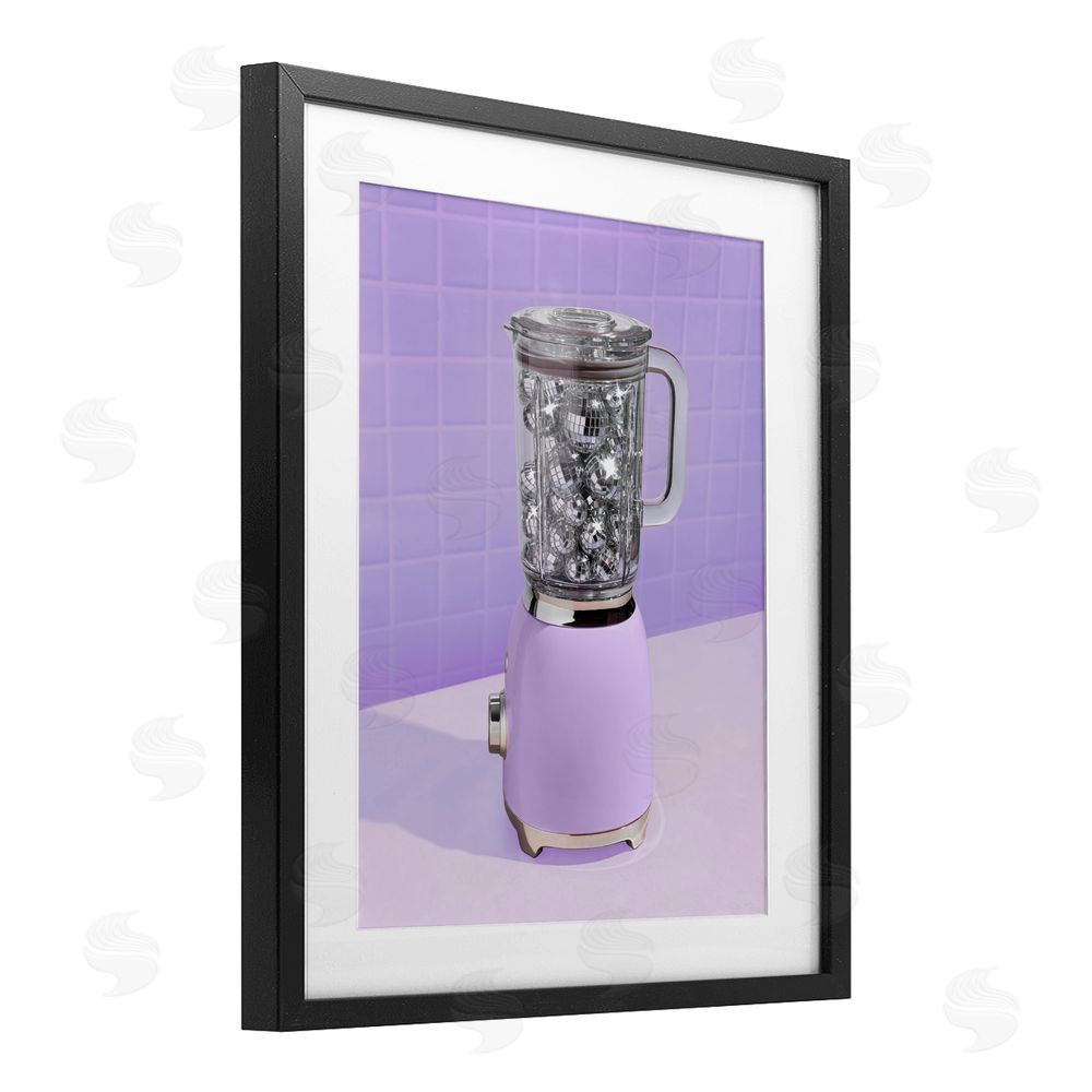 LISH Creative Disco Drink Blender over Purple Black Framed Print Under Glass Wall Art