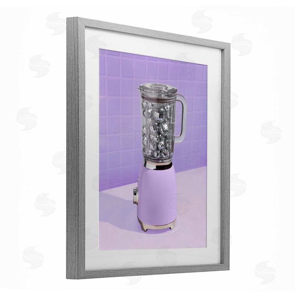 LISH Creative Disco Drink Blender over Purple Gray Framed Print Under Glass Wall Art