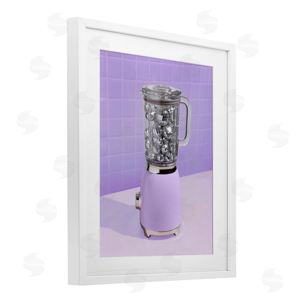 LISH Creative Disco Drink Blender over Purple White Framed Print Under Glass Wall Art