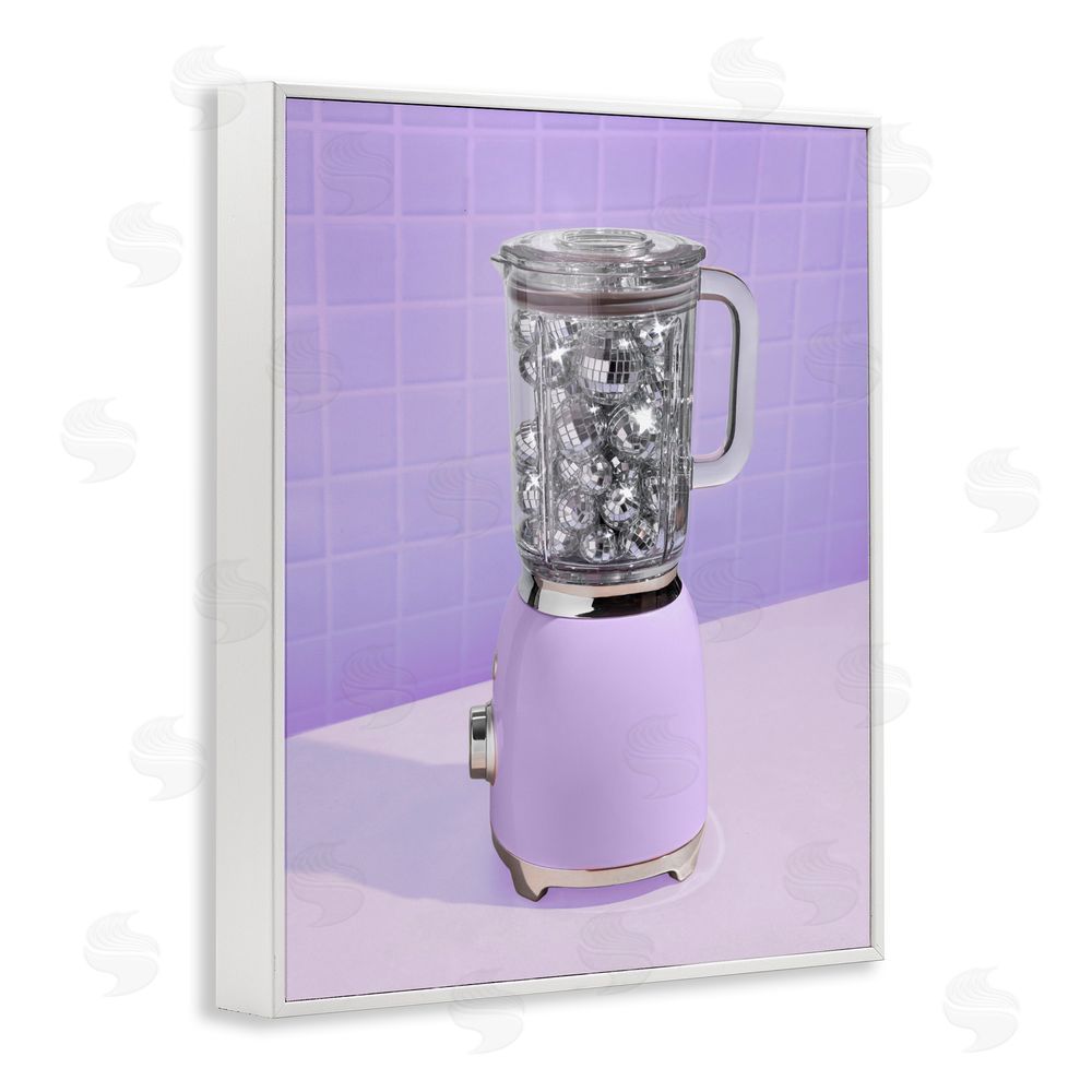 LISH Creative Disco Drink Blender over Purple White Framed Giclee Wall Art Print