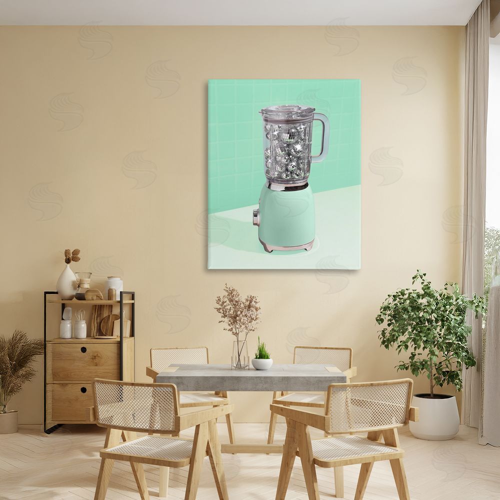 LISH Creative Disco Drink Blender over Green Stretched Canvas Wall Art in Room