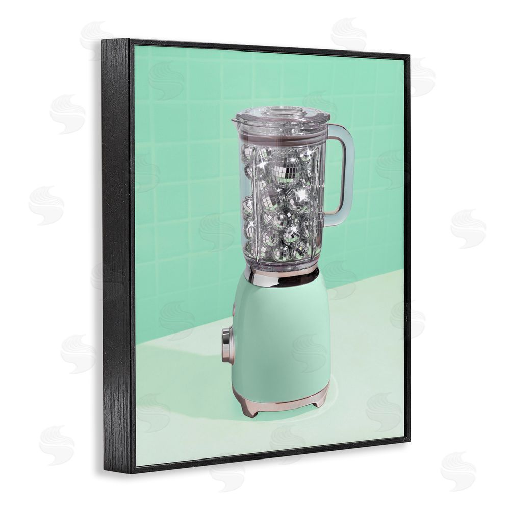 LISH Creative Disco Drink Blender over Green Black Framed Giclee Wall Art Print