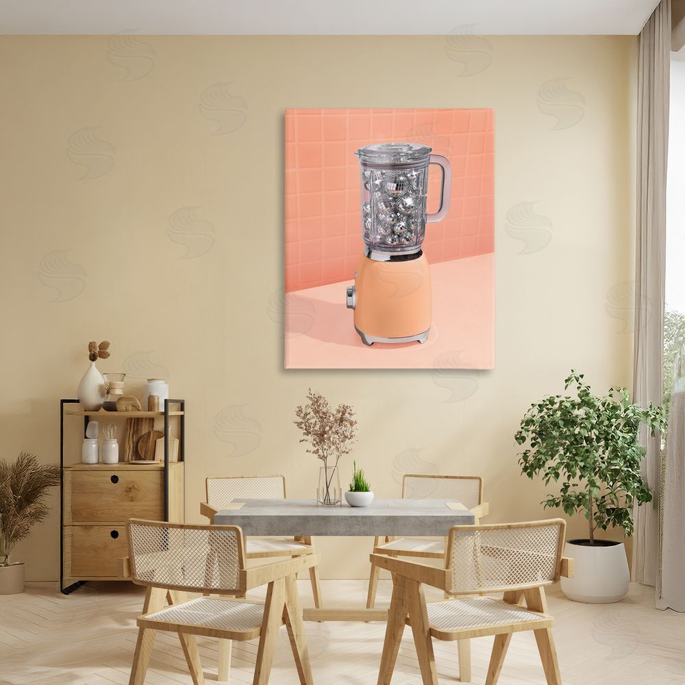 LISH Creative Disco Drink Blender over Orange Stretched Canvas Wall Art in Room