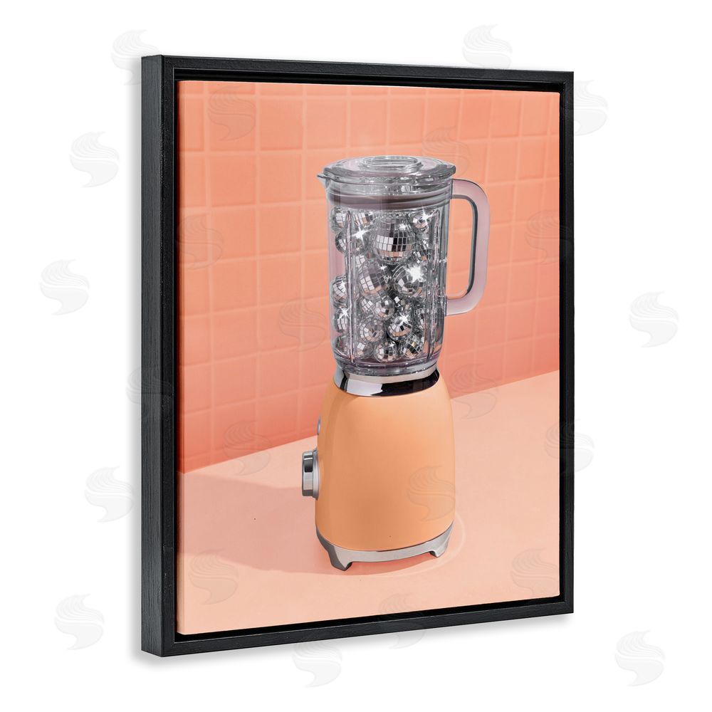 LISH Creative Disco Drink Blender over Orange Brown Framed Print Under Glass Wall Art