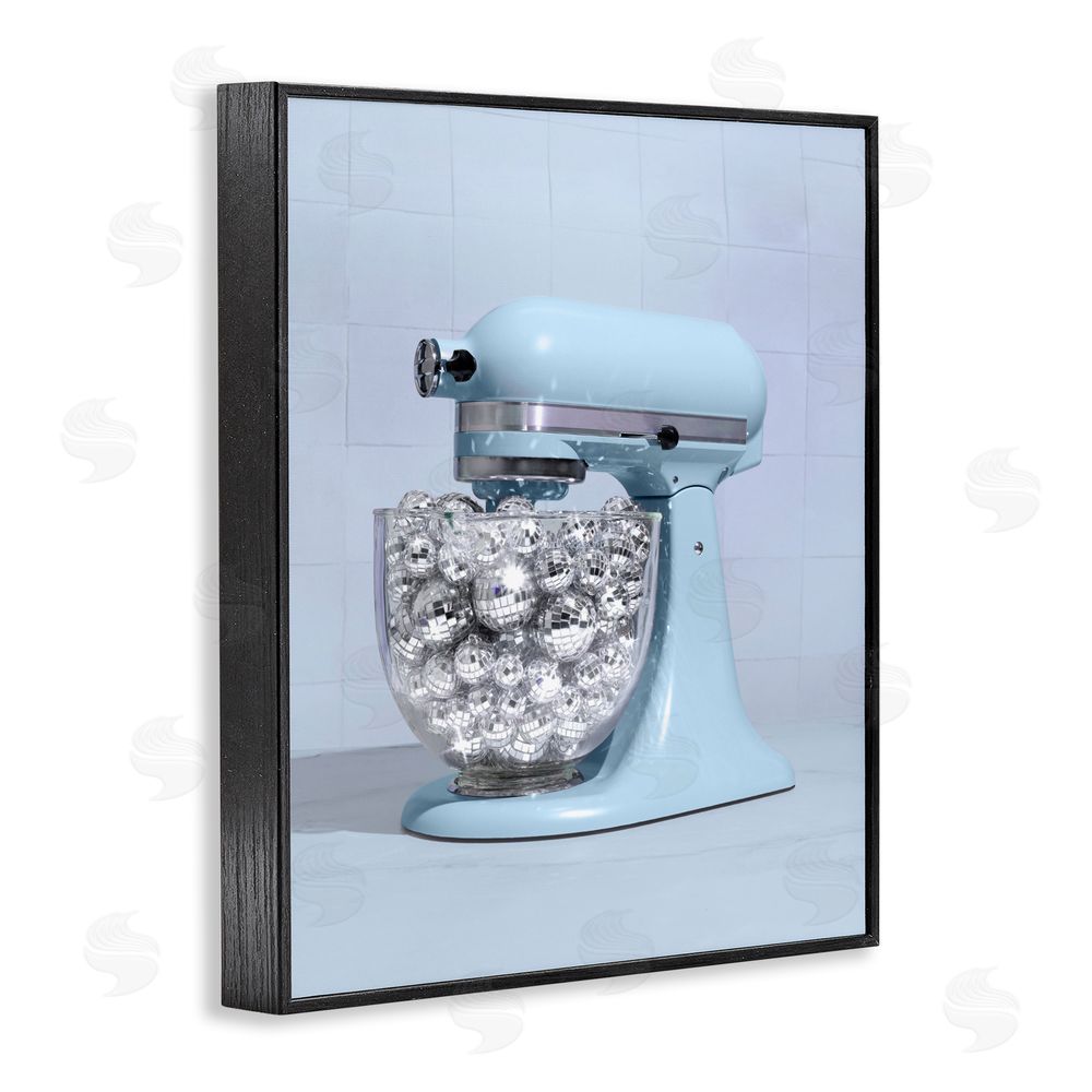 LISH Creative Disco Kitchen Mixer over Blue Black Framed Giclee Wall Art Print
