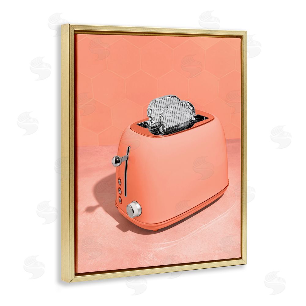 LISH Creative Disco Toast over Orange Gold Floating Frame Canvas Wall Art Print