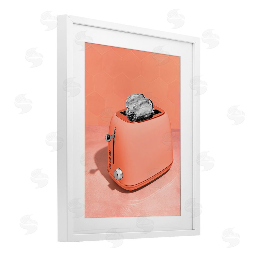 LISH Creative Disco Toast over Orange White Framed Print Under Glass Wall Art