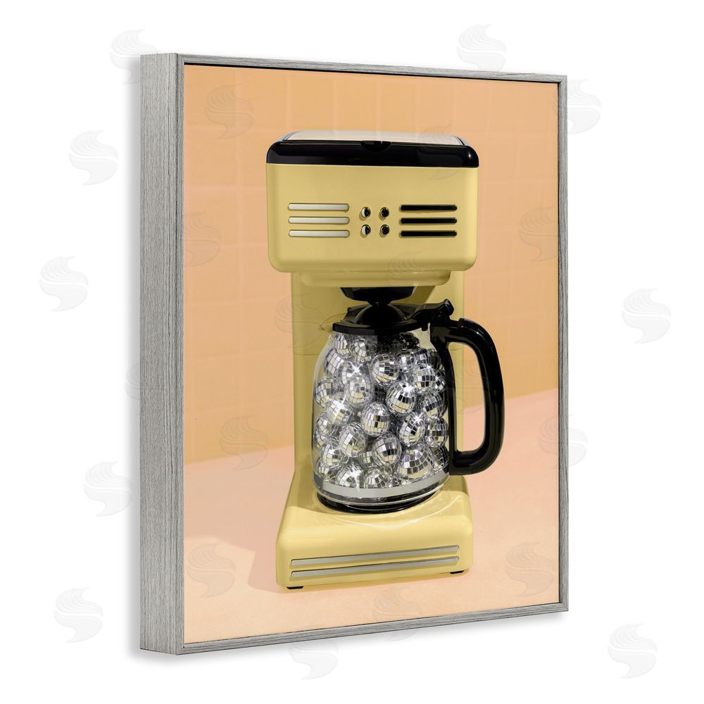 LISH Creative Disco Coffee Maker over Yellow Gray Framed Giclee Wall Art Print