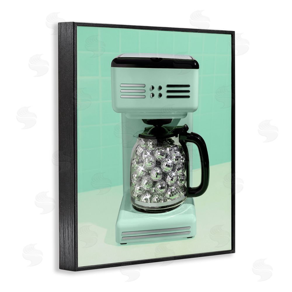 LISH Creative Disco Coffee Maker over Green Black Framed Giclee Wall Art Print