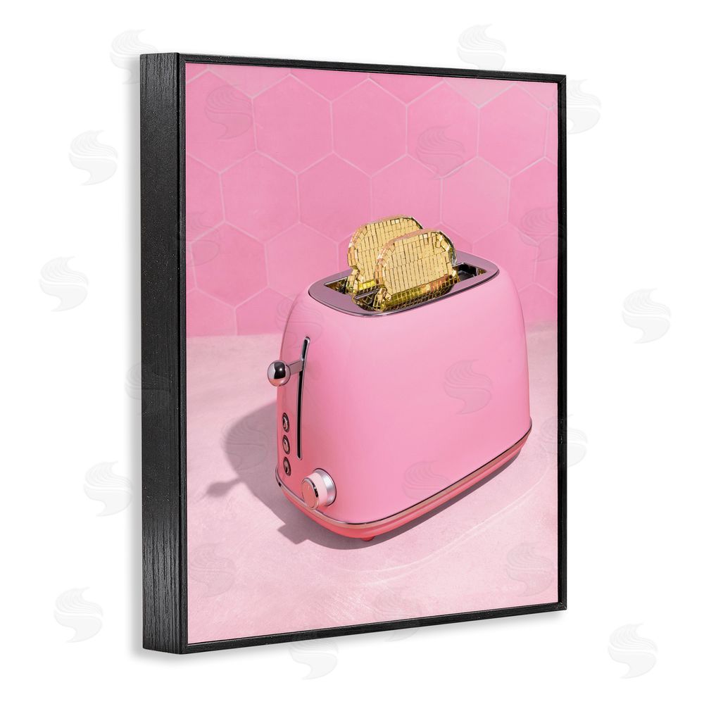 LISH Creative Golden Toaster over Pink Black Framed Giclee Wall Art