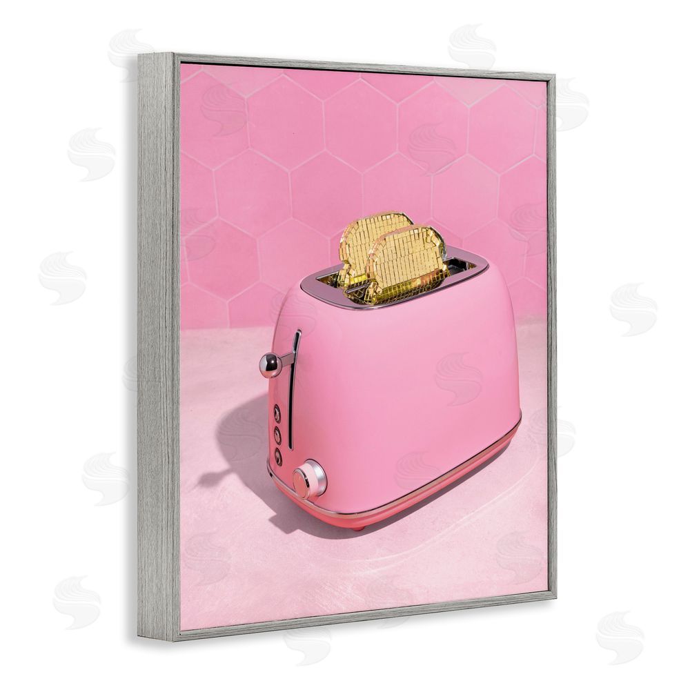 LISH Creative Golden Toaster over Pink Gray Framed Giclee Wall Art
