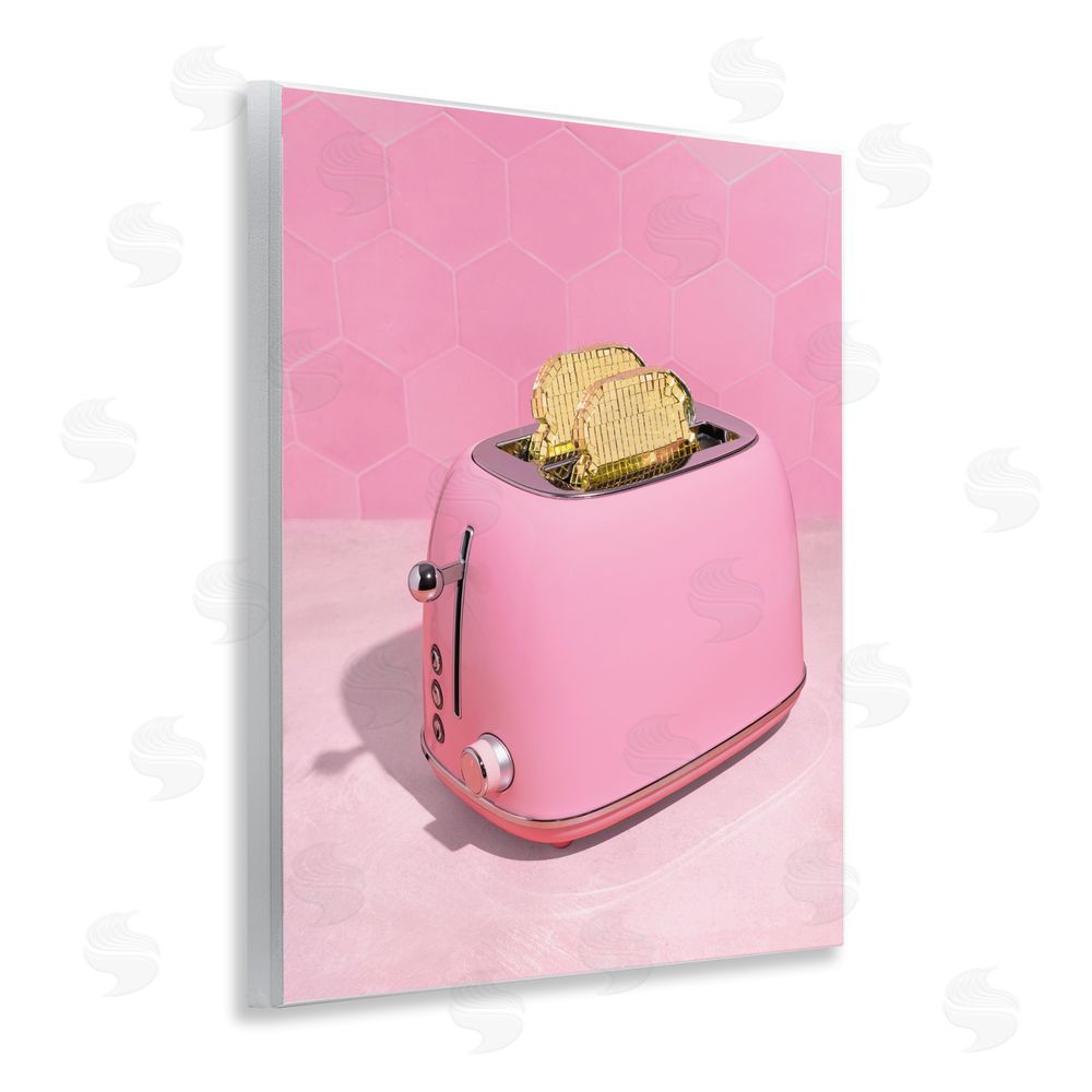 LISH Creative Golden Toaster over Pink Wall Plaque Home Decor Art Print
