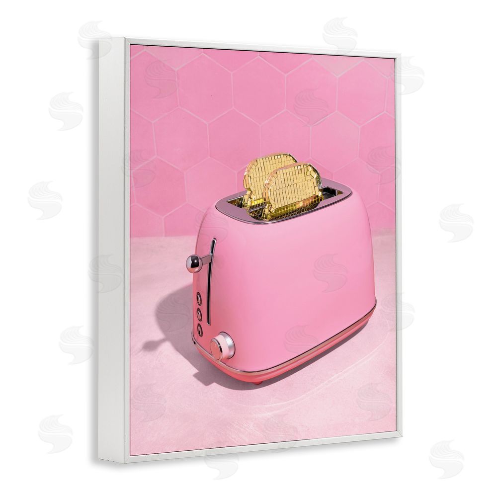 LISH Creative Golden Toaster over Pink White Framed Giclee Wall Art