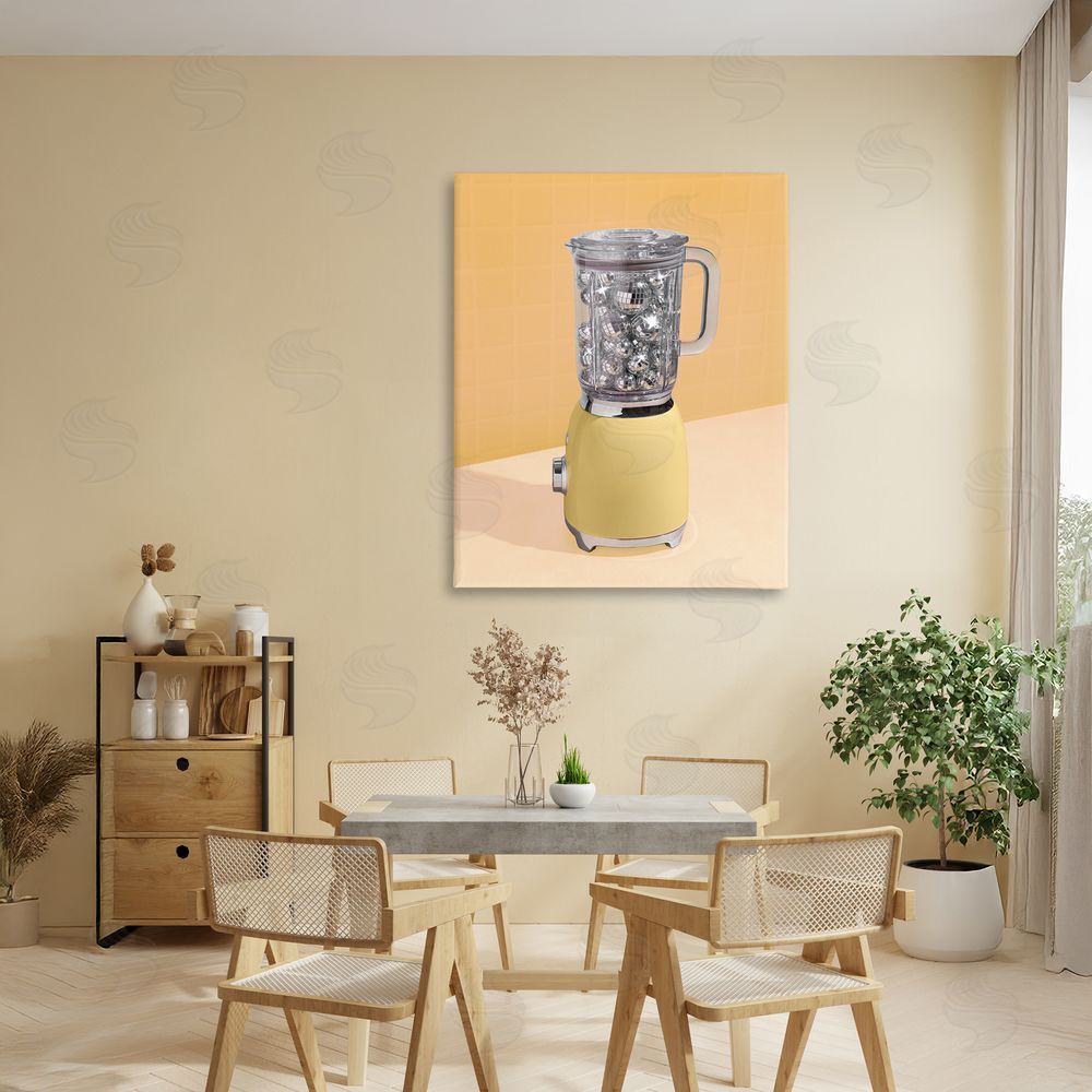 LISH Creative Disco Drink Blender over Yellow Stretched Canvas Wall Art in Room