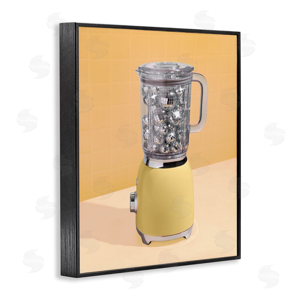 LISH Creative Disco Drink Blender over Yellow Black Framed Giclee Wall Art Print