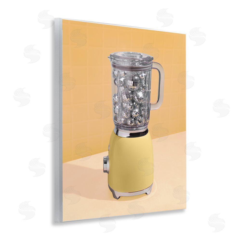 LISH Creative Disco Drink Blender over Yellow Wall Plaque with Fixed Lithograph Print