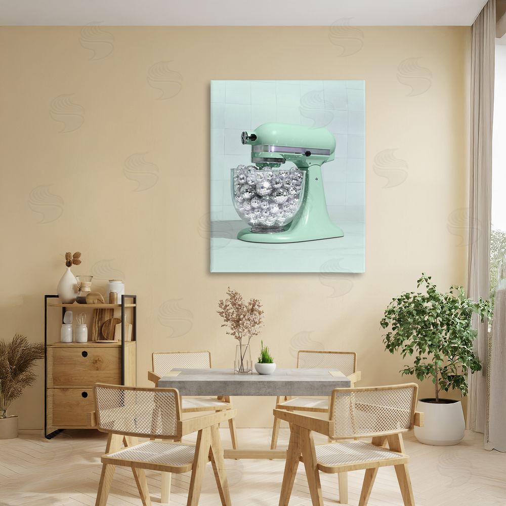 LISH Creative Disco Kitchen Mixer over Green Stretched Canvas Wall Art in Room