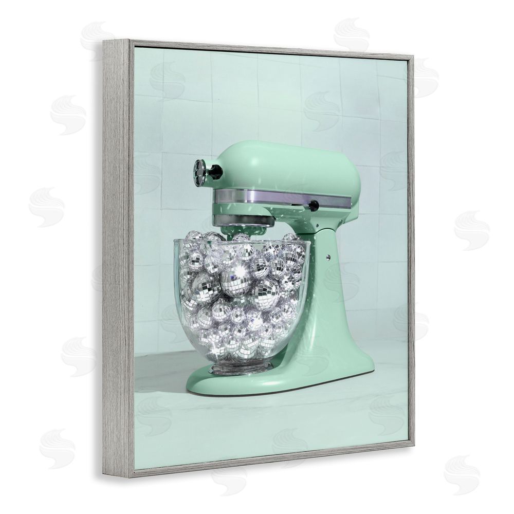 LISH Creative Disco Kitchen Mixer over Green Gray Framed Giclee Wall Art Print