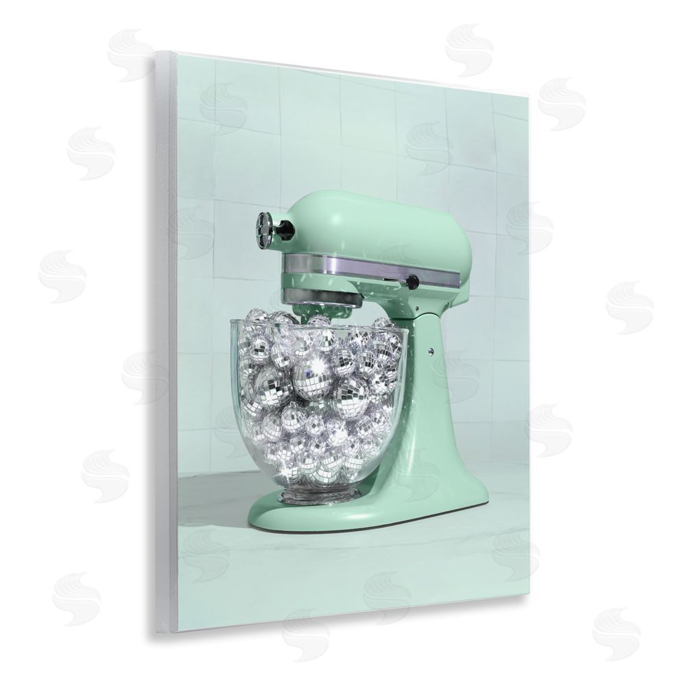 LISH Creative Disco Kitchen Mixer over Green Wall Plaque with Fixed Lithograph Print