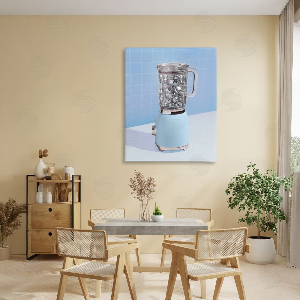 LISH Creative Disco Drink Mixer over Blue Stretched Canvas Wall Art in Room