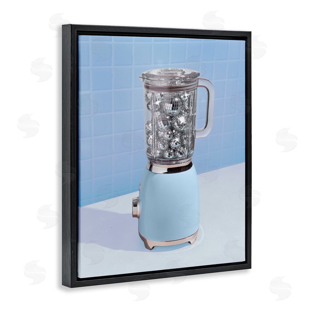 LISH Creative Disco Drink Mixer over Blue Black Floating Frame Canvas Wall Art Print