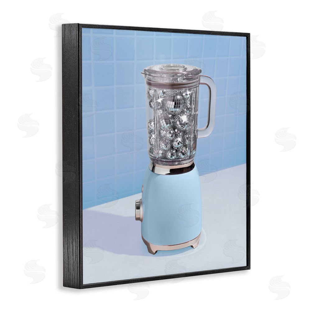 LISH Creative Disco Drink Mixer over Blue Black Framed Giclee Wall Art Print