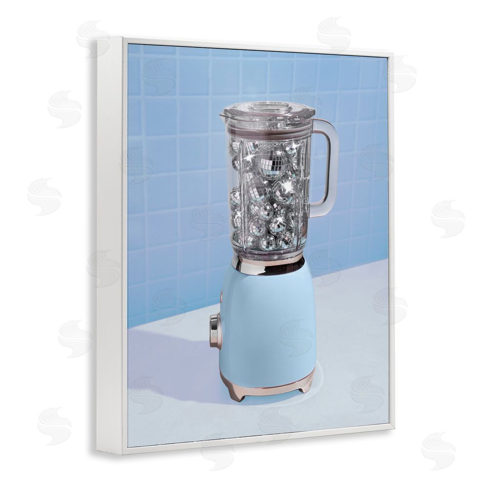 LISH Creative Disco Drink Mixer over Blue White Framed Giclee Wall Art Print